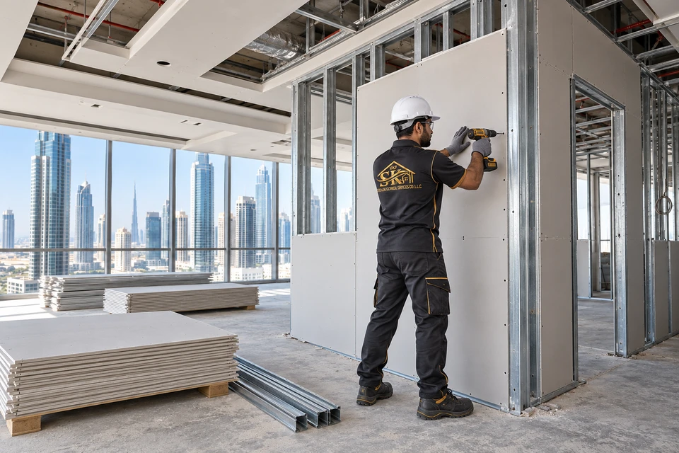 Partition and False Ceilings Services &mdash; illustrative service scene